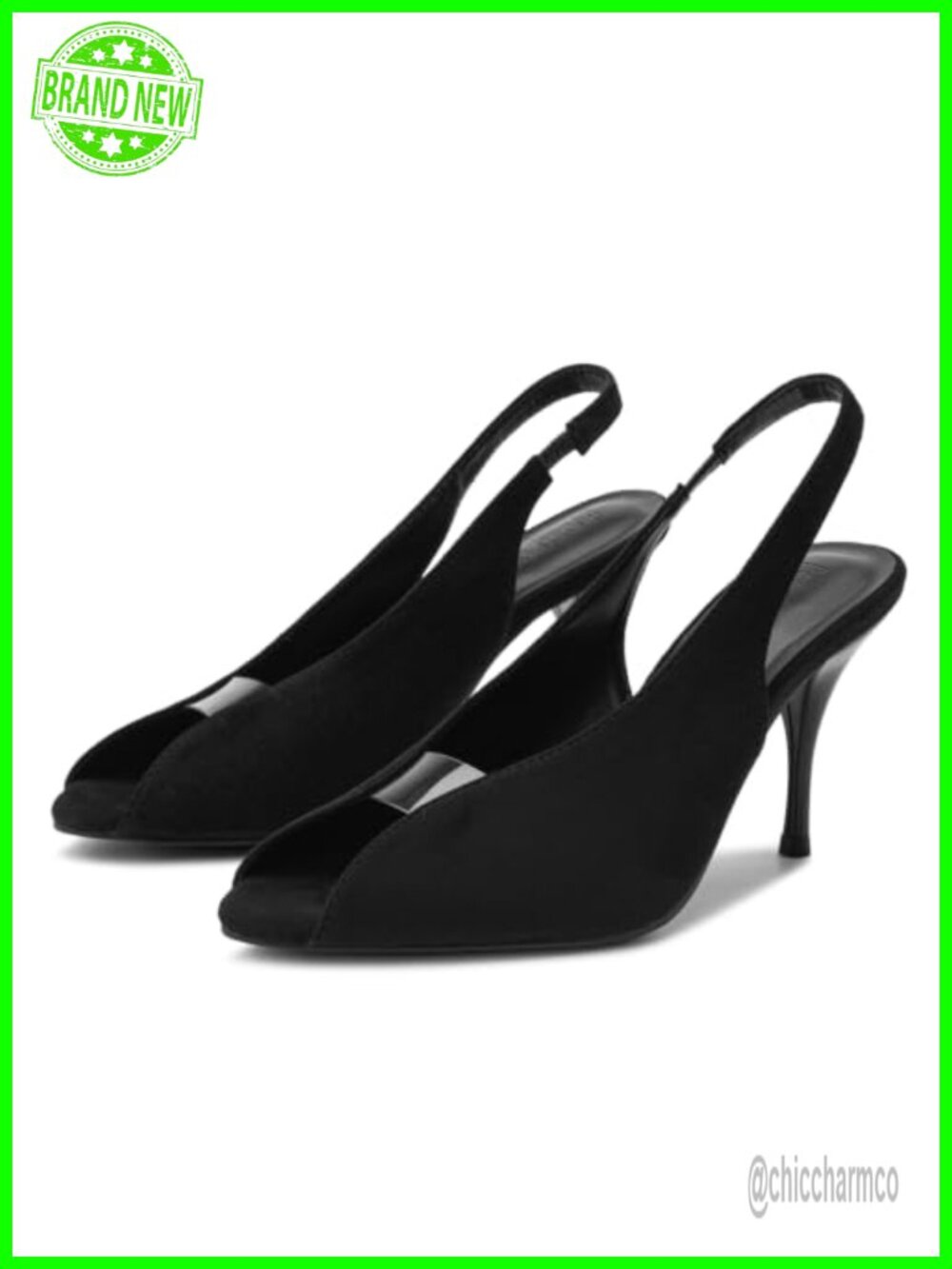 Slingback Peep Toe Stiletto Heels Faux Suede Pumps